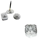 Scottish Fold Desk Set, Porcelain by Rosalinde