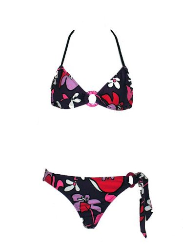 Rampage Modern Purple Print 2 Pc Bikini W/Rings