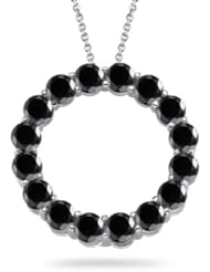 4.75 Cts Black Diamond Circle Pendant in 14K White Gold