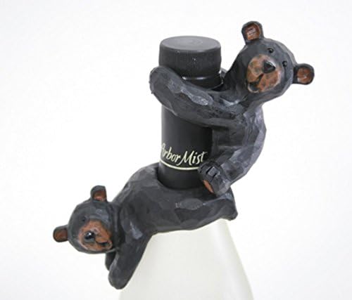 3 Inch Set of 2 Resin Black Bear Bottle Huggers
