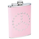 8oz Stainless Steel Flask with Studded Peace Sign Wrap