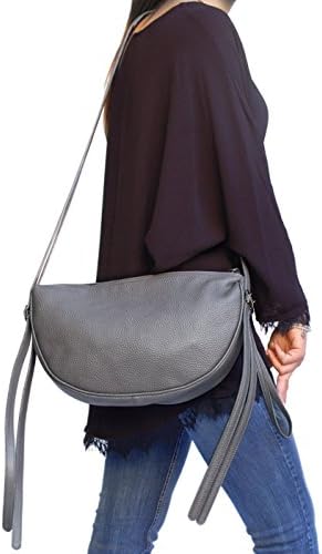 Leather bags color grey The Italian quality in real leather handbags handmade Ganza on Amazon