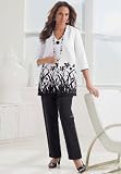 Roamans Plus Size Border Print Pantsuit