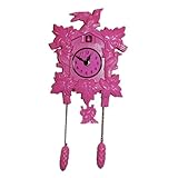 IMAGE OF Silly Wall Clock Cuckoo, Plastic, Pink