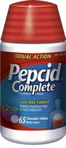 Pepcid Complete Acid Reducer + Antacid with Dual Action, Berry Blend, 65-Count Chewable Tablets