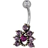 Pugster Fuchsia Pink Austrian Crystal Droplet Red Belly Navel Ring Body Jewelry