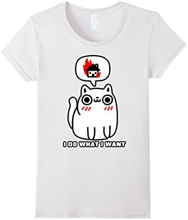 Women's I do what I want T-Shirt for Cat &amp; Unicorn Lovers Small White