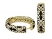 Lauren G Adams 18K Gold Plated Vintage Black Enamel Design CZ Hoop Earrings
