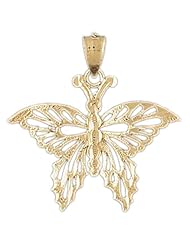 Dazzlers Solid 14k Gold Butterfly Charm Pendant Available in three colors from jewelsberry (weights: 1.9 grams only)