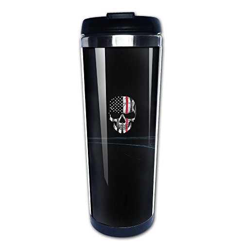 Thin Red Line 400ml Or 10.6 Ounce Stainless Steel Travel Coffee Mug With Easy Clean Lid Thermos For Drinking Coffee Milk Juice Or Tea Cups