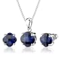 Classic Sophistication: 10.50 carat Checkerboard Lily Cut Blue Sapphire Pendant Earring Set in Sterling Silver