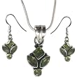 Gift for Girls Silver Peridot Earrings and Pendant Set (gpers019)