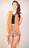 Frayed Edge Laddered Waistcoat available in orange and brown festival style