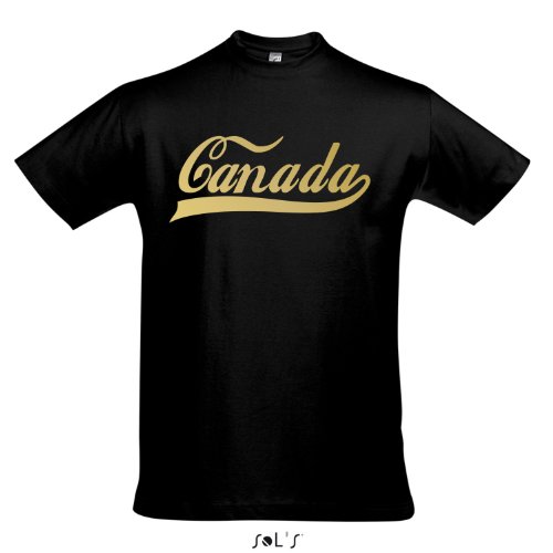 T-Shirt – Canada Oldschool Kanada LÄNDERSHIRT EM / WM FAN Trikot S-XXL , Deep black – gold , M
