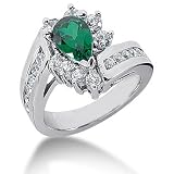 2.5 Ct Diamond Emerald Ring Engagement Pear cut 14k White Gold