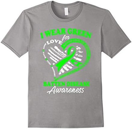Men's Batten Disease Awareness Shirt - I Wear Green For My Hero Large Slate