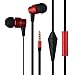 Francois et Mimi In-Ear 3.5mm Aux Hi-Fidelity Flat Cable Non-Tangle Headphones Earbuds IP610 Red