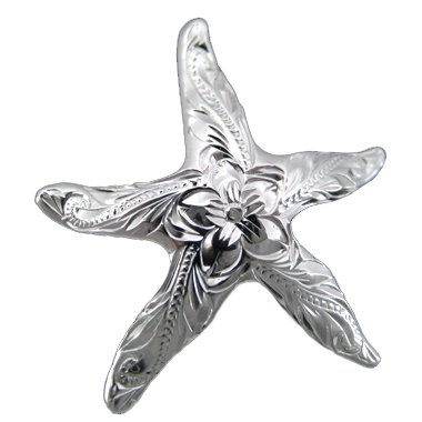 925 Silver 25mm Engraved Starfish Pendant Hawaiian Jewelry