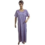 Moroccan Caftans for Womens Blue Ethnic Print Cotton  Lounge Wear Kaftan Medium