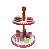 Beautiful Wooden Toy Cake Stand With Eight Delicious Cakes and Posh Pastries (Strawberry Design): Great Gift for Girls