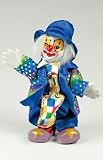 Clown Figurine - Colorful Pants & Long Tie, Hand-Painted, Posable, Porcelain, 7 Height