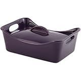 Rachael Ray Stoneware 3-1/2-Quart Covered Rectangle Lasagna Casserole, Purple