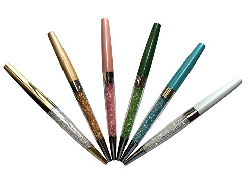 MengRan Bling Bling Chaton Slim Crystal Diamond Ballpoint Pen (New Style, 6 colors No.1)