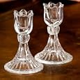 pair tulip crystal candlesticks