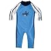 Coolibar UPF 50+ Boy's Speed Racer Swim Romper - Sun Protection (18 - 24M - Surf Blue)