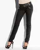 bebe Leatherette Trim Tuxedo Jean - PETITE