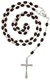 Sterling Silver Rosary with 8x6 Oval Wood Beads, 30" in Length