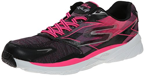Skechers Performance Women's Go Run Ride 4 Heathered Running Shoe, Black/Hot Pink, 6.5 M US