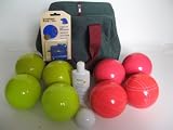 Basic EPCO Bocce package - 107mm Yellow and Light Red balls, quality nylon bag, measuring device and polish