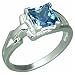 2.00 Carats Princess Cut Genuine London Blue Topaz Sterling Silver Ring