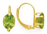 14K OVAL PERIDOT LEVERBACK EARRINGS 8X6MM