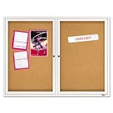 Quartet Enclosed Fabric Bulletin Board, 4 x 3 Feet, 2 Doors, Black Frame with Gray Fabric (2364L)