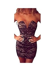 V-neck Strapless Polyester Lace Bandeau Neck Floral Print Bodycon Dress/Party Dress 