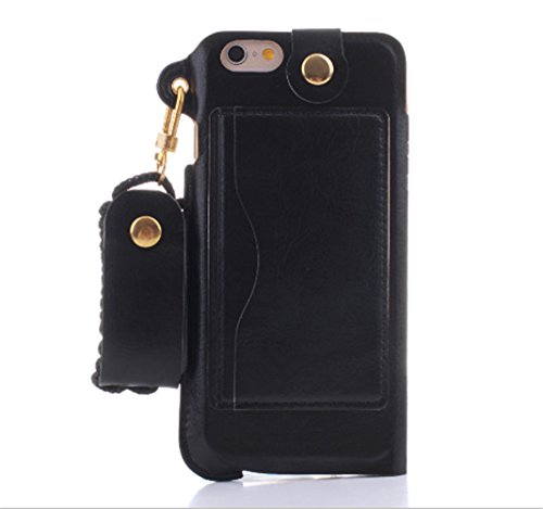 TurproÂ® Slim Fit Business Style PU Leather Back Cover Pouch Case with Stand, Credit Card Holders and Neck Strap Lanyard for iPhone 6/6S