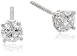 IGI Certified 18k White Gold Round-Cut 4-Prong Diamond Studs (3/4 cttw, H-I Color, SI1-SI2 Clarity)