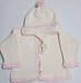 Ck601, Knitted on Hand Knitting Machine Ivory Cotton Trimmed By Hand Crochet with Pin...
