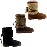 Womens Faux Fur Lined Thick Sole Winter Snow Boots