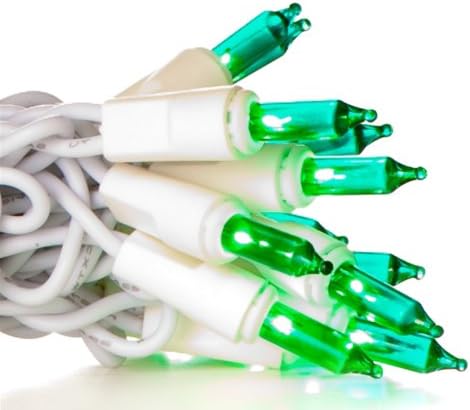 20 Mini Light Set; Teal Bulbs; 3" Spacing; White Wire