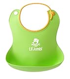 Lil Jumbl 幼児用ベビーエプロン (ビブ) グリーン お食事/ディナータイムがとっても楽しくなる ソフトなシリコン製ベビー用前掛け, よだれ掛け 赤ちゃんの食事の後片付けが超ラクになる
