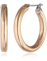 Stainless Steel Polished Hoop Earrings with Rose Ip Plating