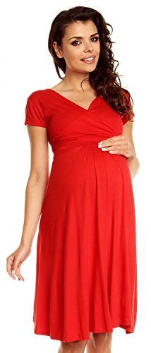 Zeta Ville - Women's Maternity Wrap V-neck Summer Dress - Short Sleeves - 108c