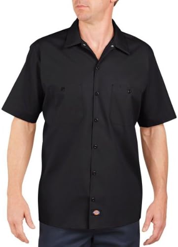 Dickies Occupational Workwear LS535BK Polyester/ Cotton Men's Short Sleeve Industrial Work Shirt, Black