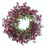 20" Festive Red Berry and Holly Leaves Artificial Christmas Wreath - Unlit