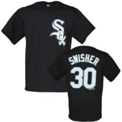 Youth Chicago White Sox #30 Nick Swisher `Name and Number` S/S Black Tee