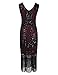 PrettyGuide Women's 1920s Gatsby Sequin Art Deco Fringed Cocktail Flapper Dress S Burgundy