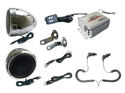 Complete Pyle Weatherproof Mp3/ipod Speaker Kit for Motorcycle, Motorbike, Atv, Scooter, Boat, Snowmobile - 100w Amplifier + 3" Speakers + Fm Radio + Dual Handlebar Mount + Pair of Pyle Marine Headphones/Earbuds,